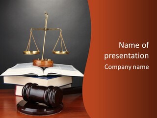A Law Book With A Scale Of Justice On Top Of It PowerPoint Template
