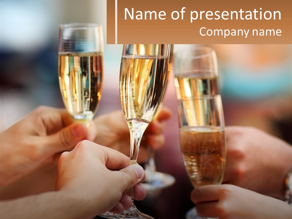 A Group Of People Holding Glasses Of Champagne PowerPoint Template