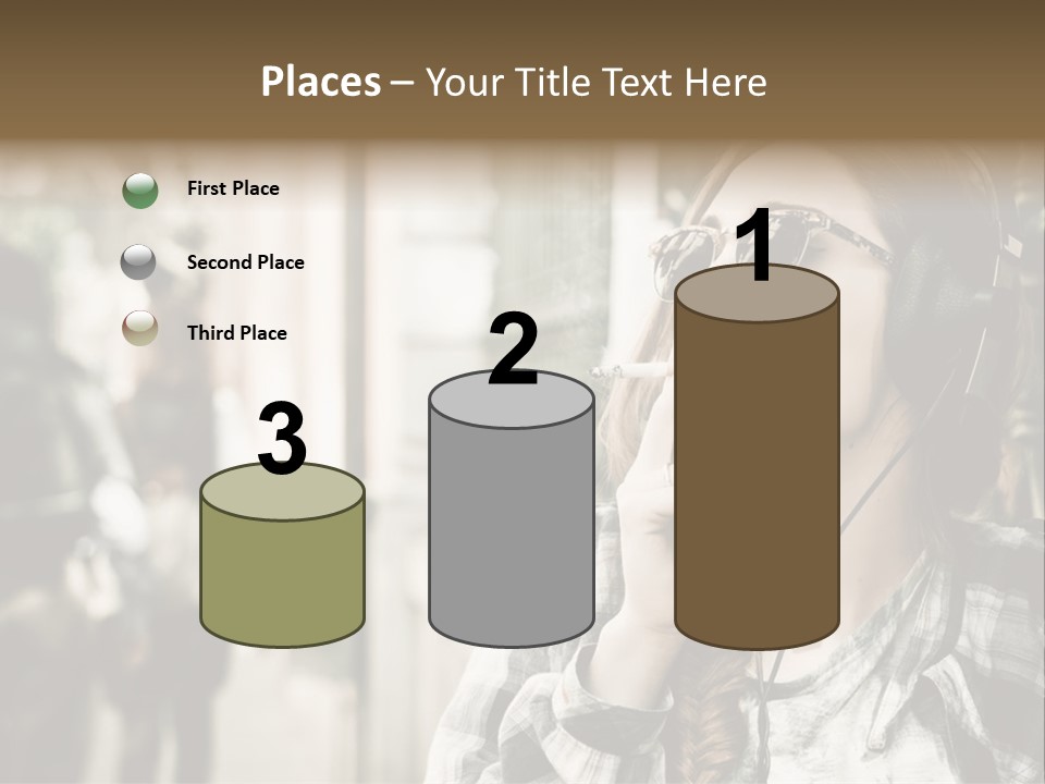 A Woman Smoking A Cigarette While Wearing Headphones PowerPoint Template