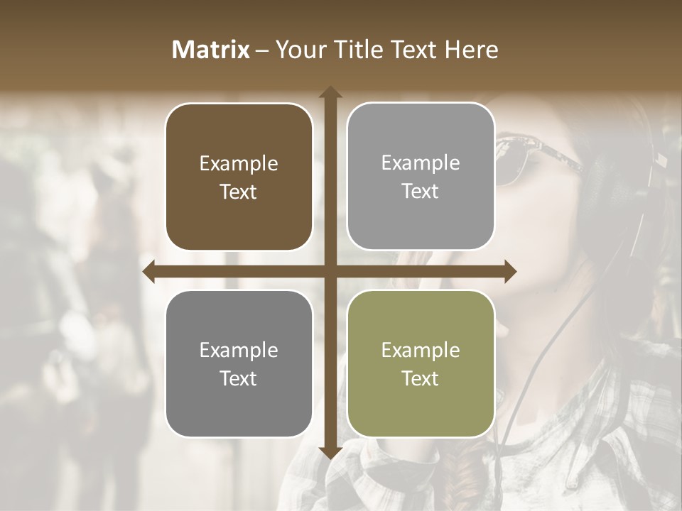 A Woman Smoking A Cigarette While Wearing Headphones PowerPoint Template