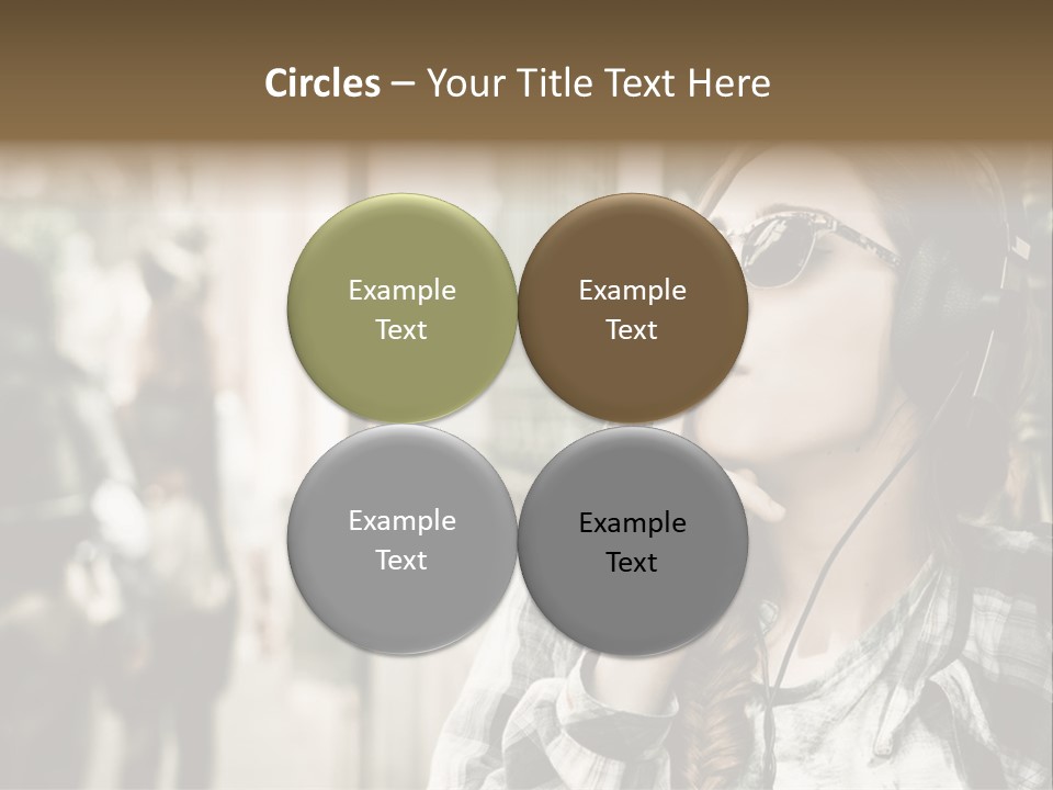 A Woman Smoking A Cigarette While Wearing Headphones PowerPoint Template