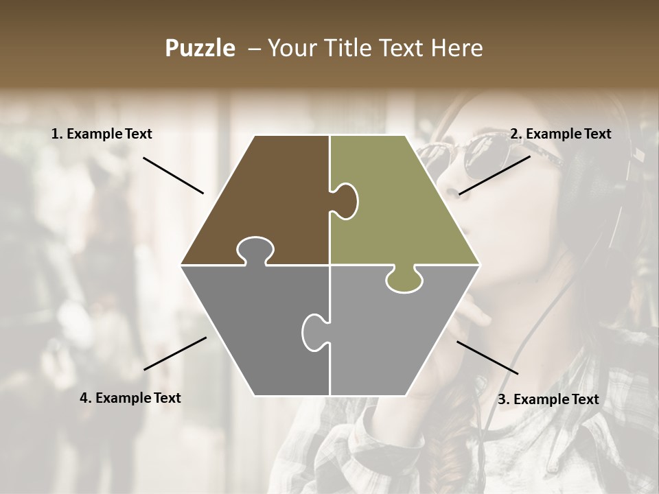 A Woman Smoking A Cigarette While Wearing Headphones PowerPoint Template