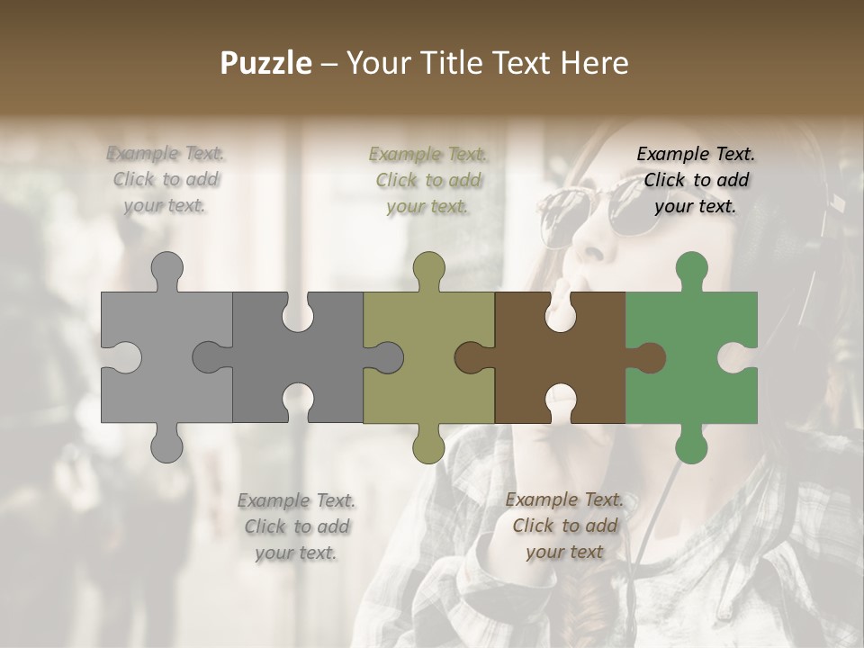 A Woman Smoking A Cigarette While Wearing Headphones PowerPoint Template