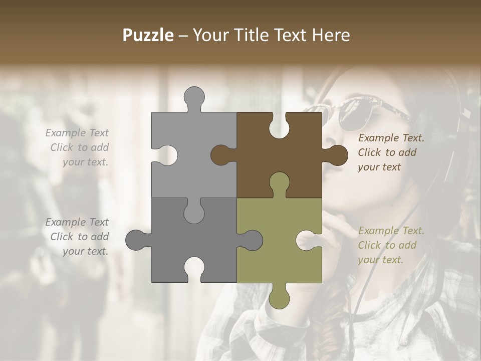 A Woman Smoking A Cigarette While Wearing Headphones PowerPoint Template