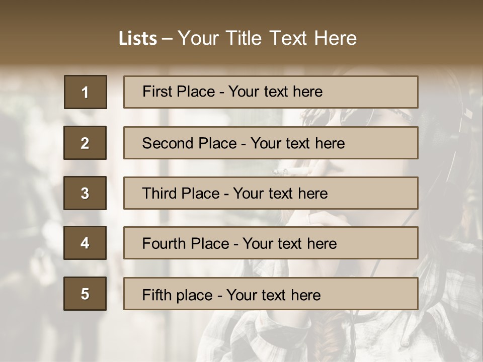 A Woman Smoking A Cigarette While Wearing Headphones PowerPoint Template