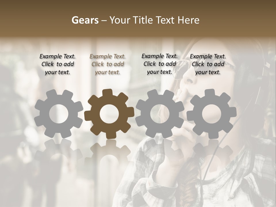 A Woman Smoking A Cigarette While Wearing Headphones PowerPoint Template