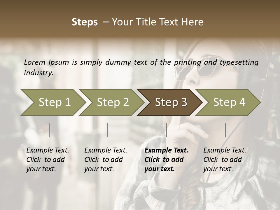 A Woman Smoking A Cigarette While Wearing Headphones PowerPoint Template