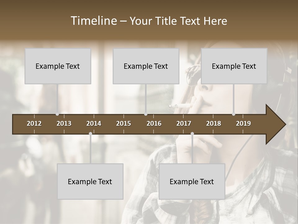 A Woman Smoking A Cigarette While Wearing Headphones PowerPoint Template