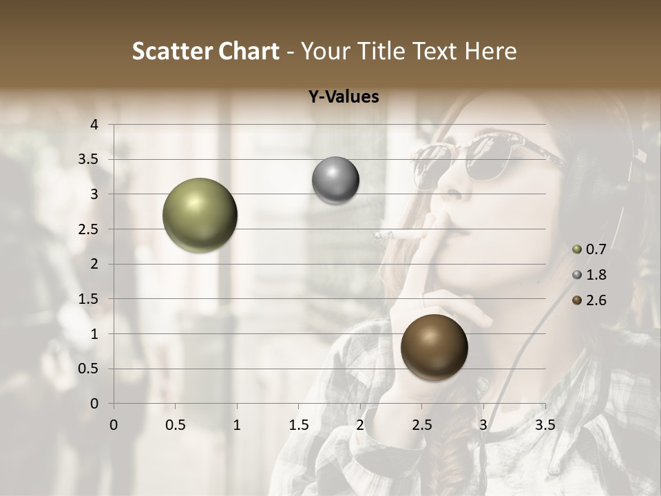 A Woman Smoking A Cigarette While Wearing Headphones PowerPoint Template