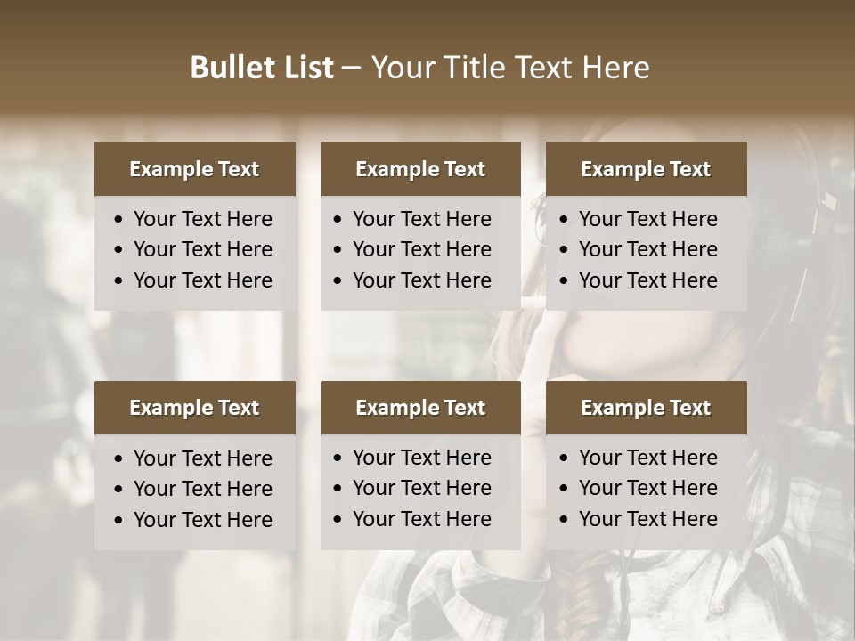 A Woman Smoking A Cigarette While Wearing Headphones PowerPoint Template