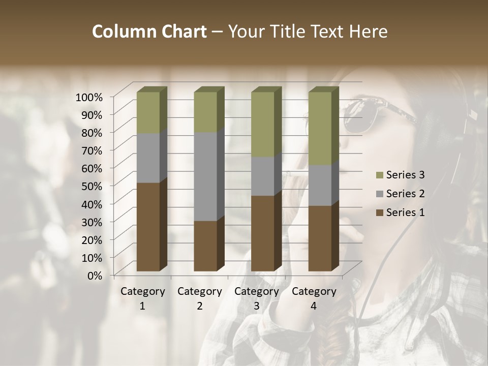 A Woman Smoking A Cigarette While Wearing Headphones PowerPoint Template