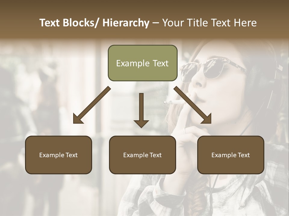 A Woman Smoking A Cigarette While Wearing Headphones PowerPoint Template