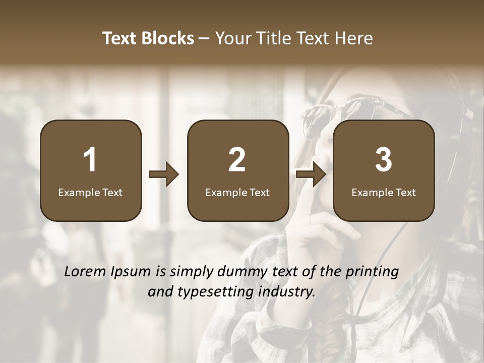 A Woman Smoking A Cigarette While Wearing Headphones PowerPoint Template