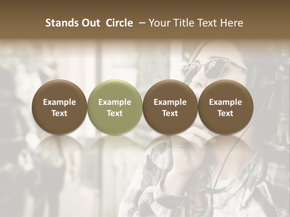 A Woman Smoking A Cigarette While Wearing Headphones PowerPoint Template