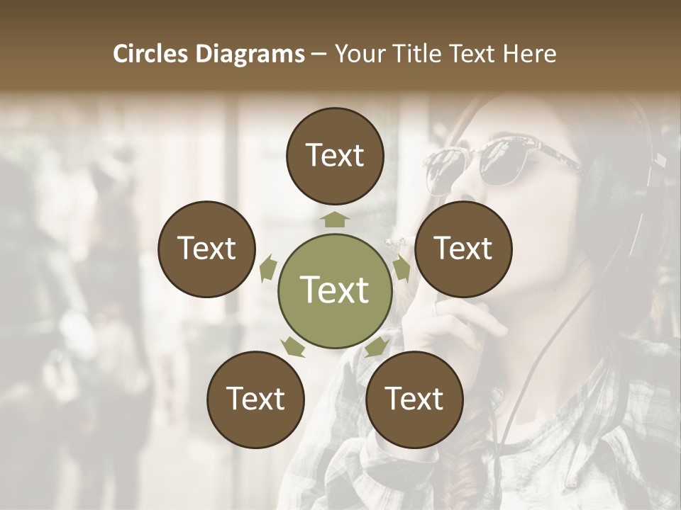 A Woman Smoking A Cigarette While Wearing Headphones PowerPoint Template