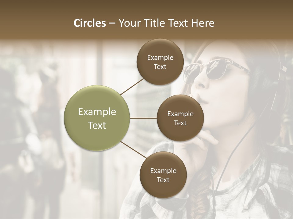 A Woman Smoking A Cigarette While Wearing Headphones PowerPoint Template