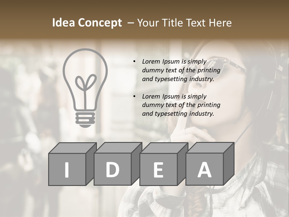 A Woman Smoking A Cigarette While Wearing Headphones PowerPoint Template