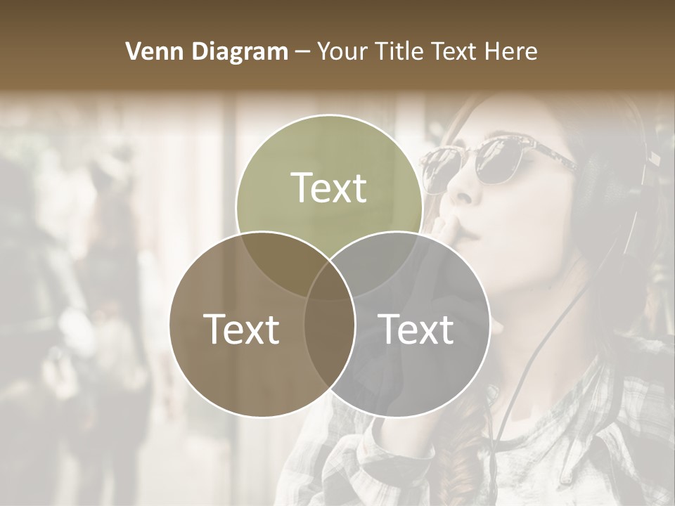 A Woman Smoking A Cigarette While Wearing Headphones PowerPoint Template