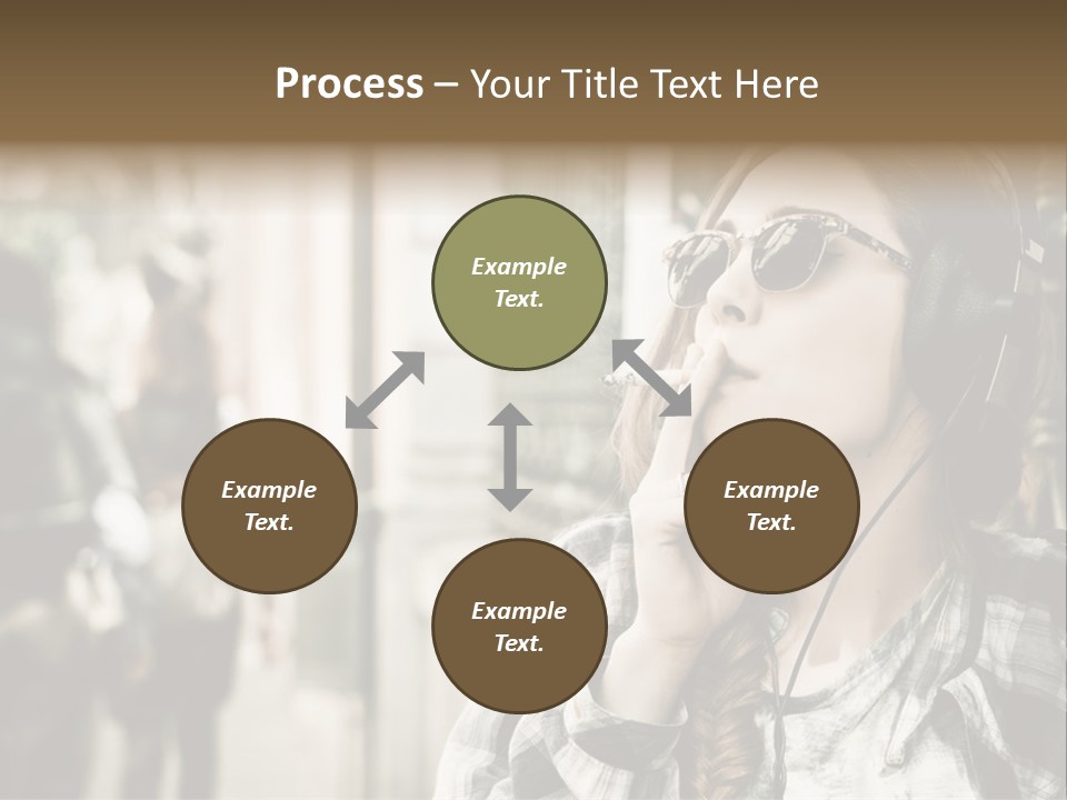 A Woman Smoking A Cigarette While Wearing Headphones PowerPoint Template