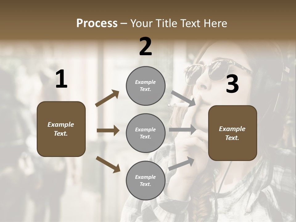 A Woman Smoking A Cigarette While Wearing Headphones PowerPoint Template