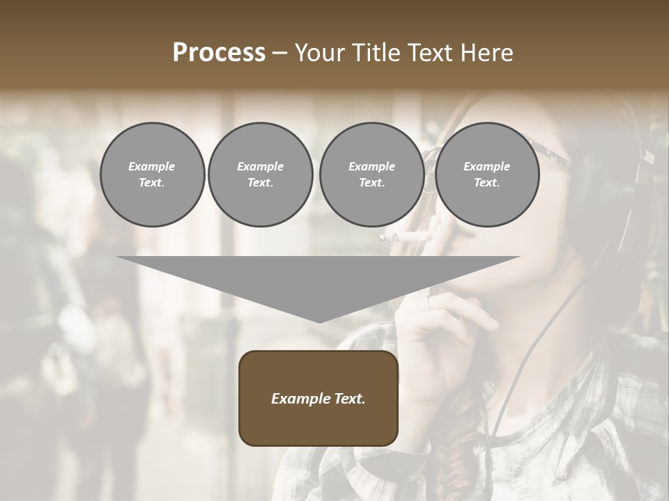 A Woman Smoking A Cigarette While Wearing Headphones PowerPoint Template