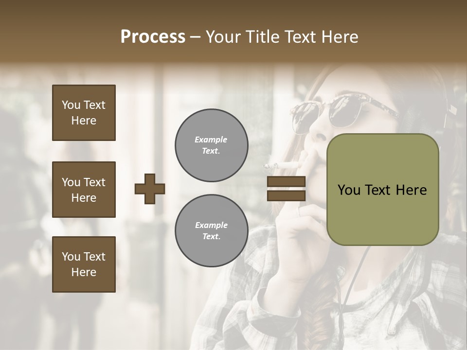 A Woman Smoking A Cigarette While Wearing Headphones PowerPoint Template