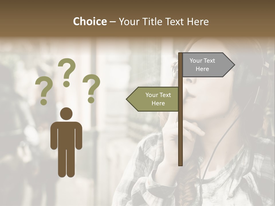 A Woman Smoking A Cigarette While Wearing Headphones PowerPoint Template