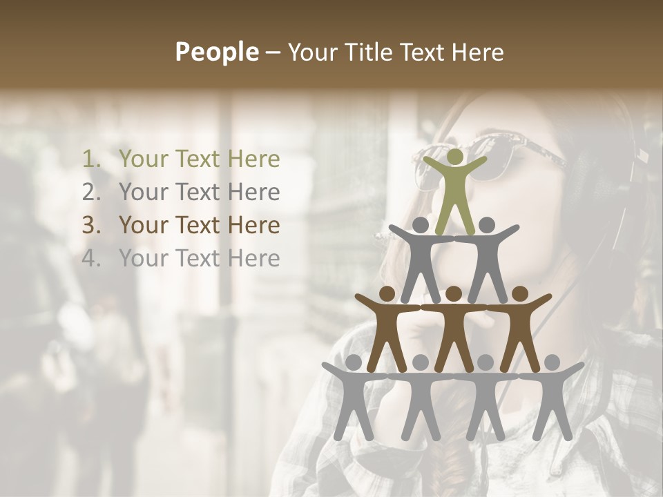 A Woman Smoking A Cigarette While Wearing Headphones PowerPoint Template