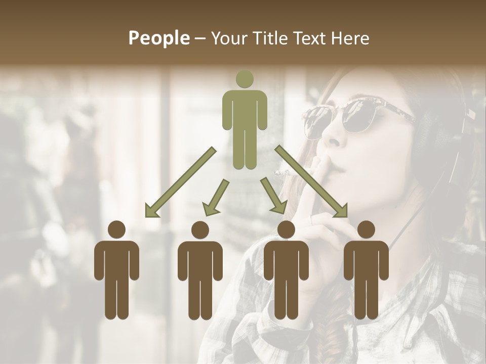 A Woman Smoking A Cigarette While Wearing Headphones PowerPoint Template