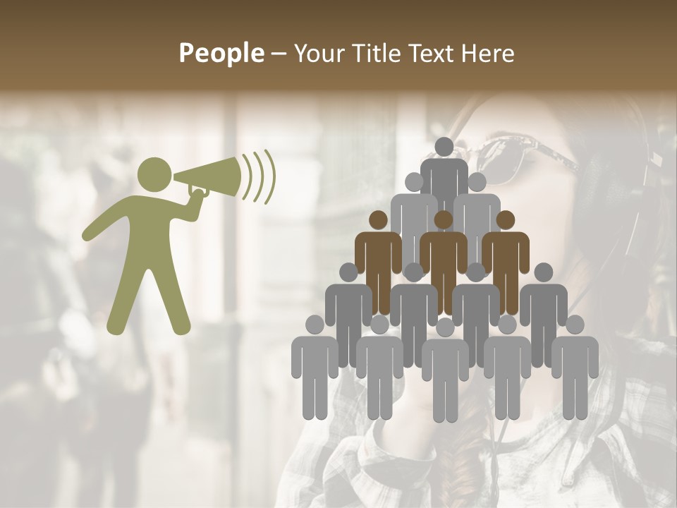 A Woman Smoking A Cigarette While Wearing Headphones PowerPoint Template