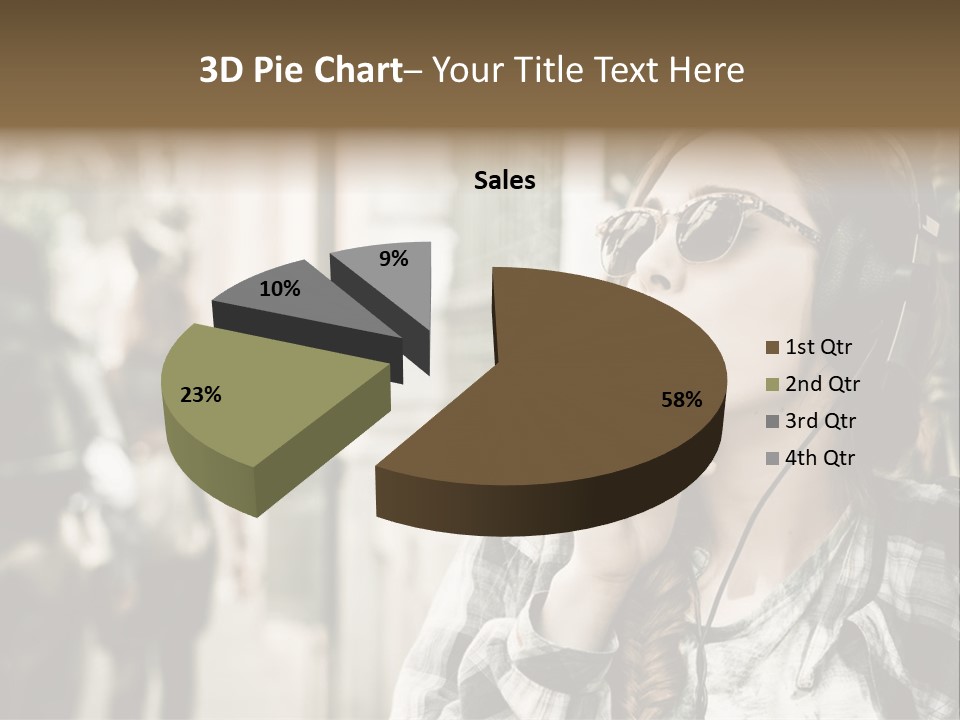 A Woman Smoking A Cigarette While Wearing Headphones PowerPoint Template