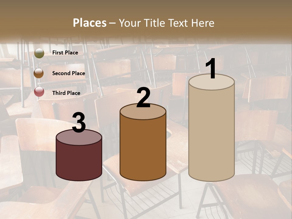 A Classroom Filled With Lots Of Wooden Chairs PowerPoint Template