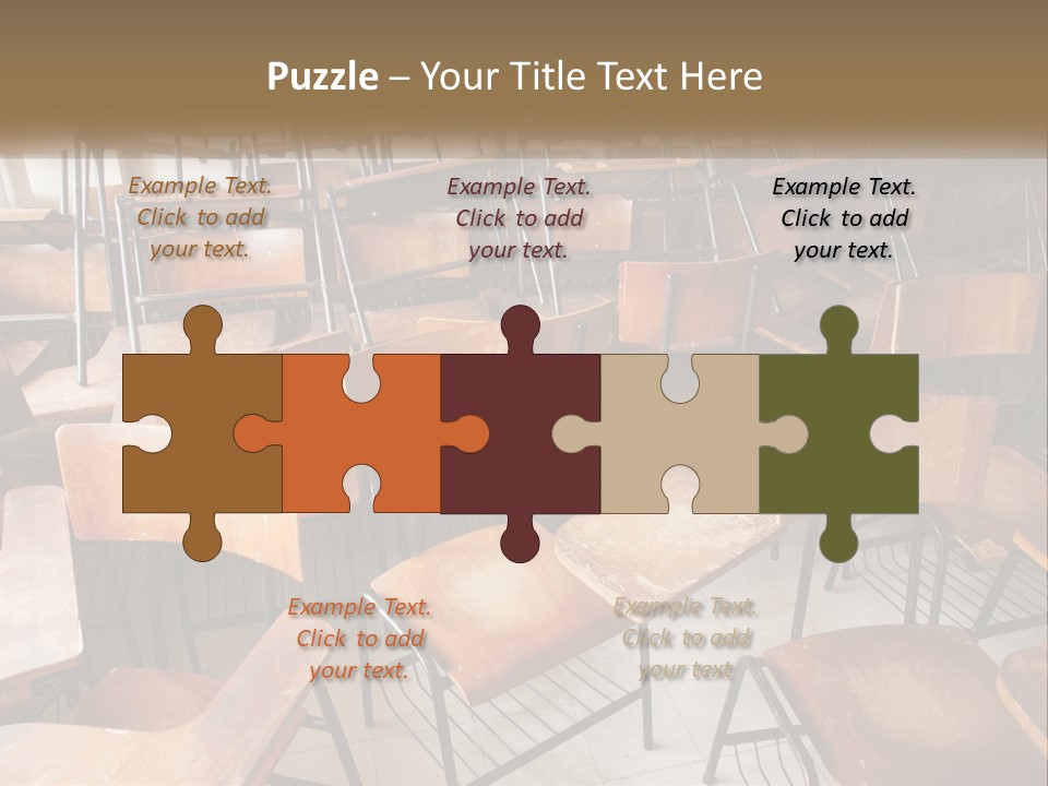 A Classroom Filled With Lots Of Wooden Chairs PowerPoint Template