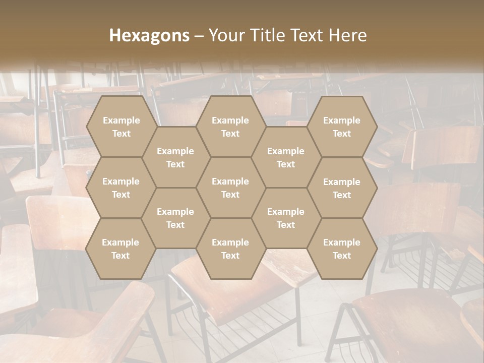 A Classroom Filled With Lots Of Wooden Chairs PowerPoint Template