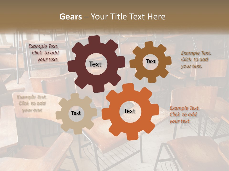 A Classroom Filled With Lots Of Wooden Chairs PowerPoint Template