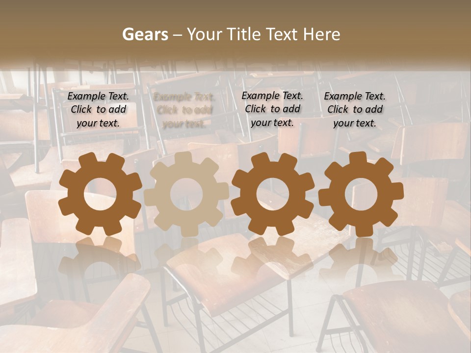 A Classroom Filled With Lots Of Wooden Chairs PowerPoint Template