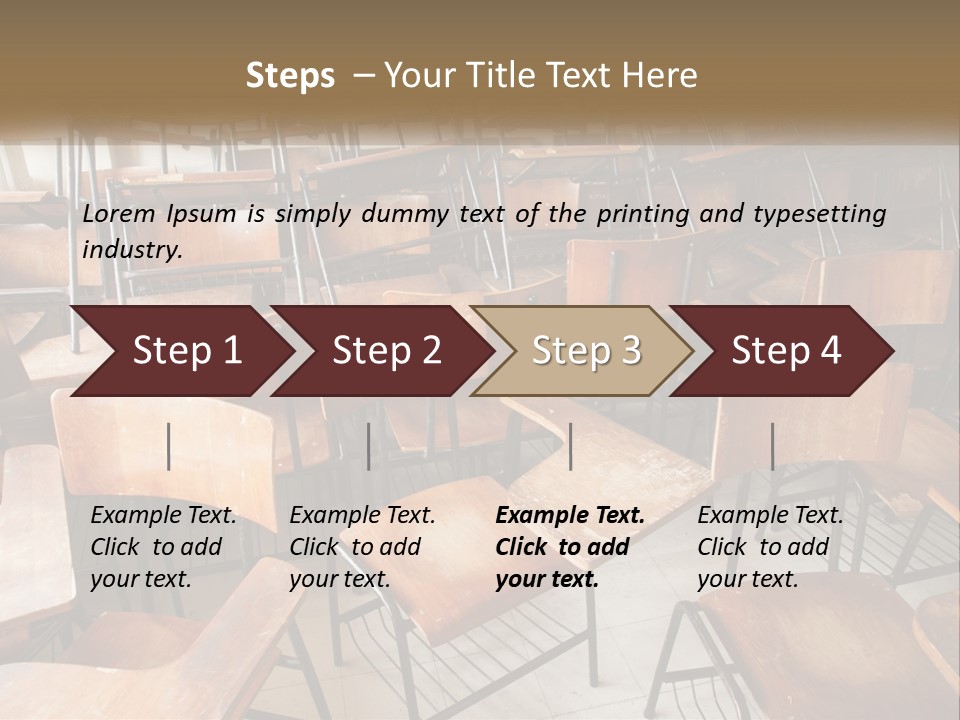 A Classroom Filled With Lots Of Wooden Chairs PowerPoint Template