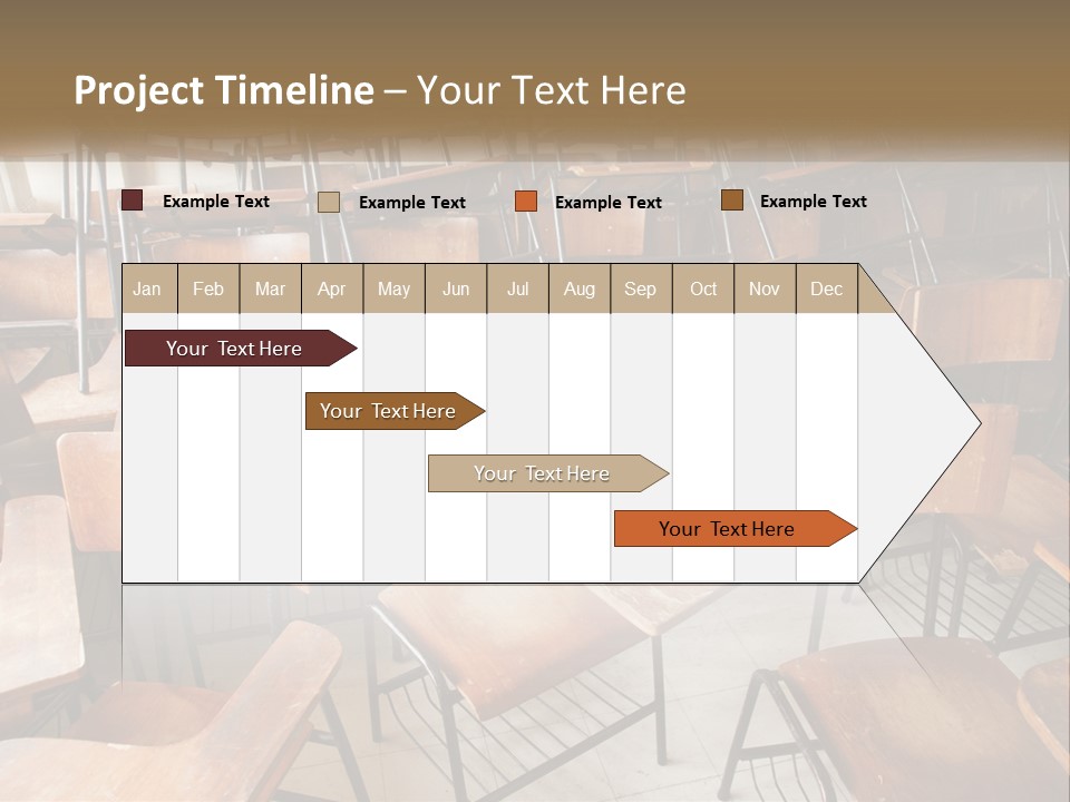 A Classroom Filled With Lots Of Wooden Chairs PowerPoint Template