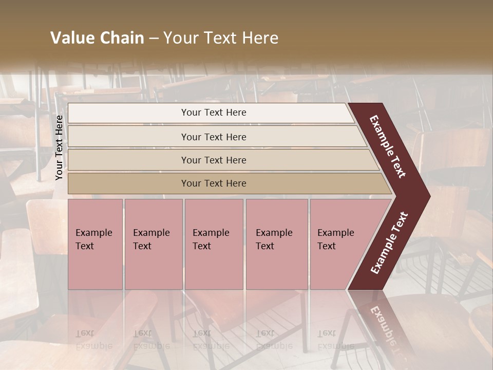 A Classroom Filled With Lots Of Wooden Chairs PowerPoint Template