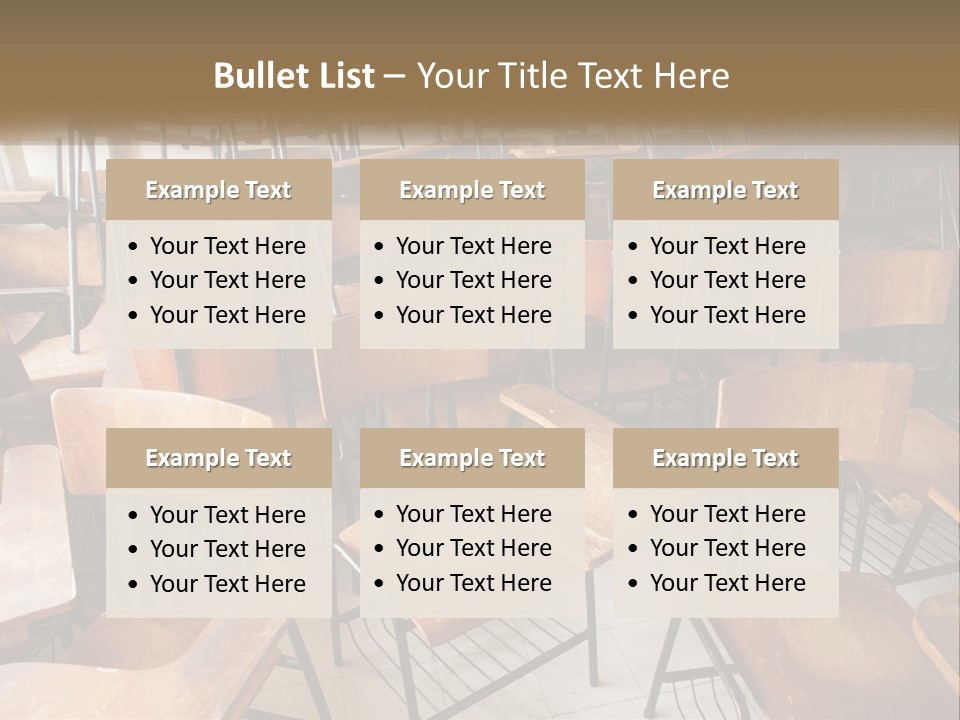 A Classroom Filled With Lots Of Wooden Chairs PowerPoint Template