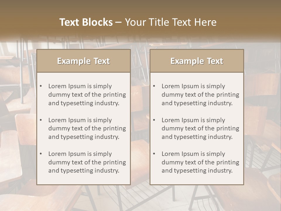 A Classroom Filled With Lots Of Wooden Chairs PowerPoint Template