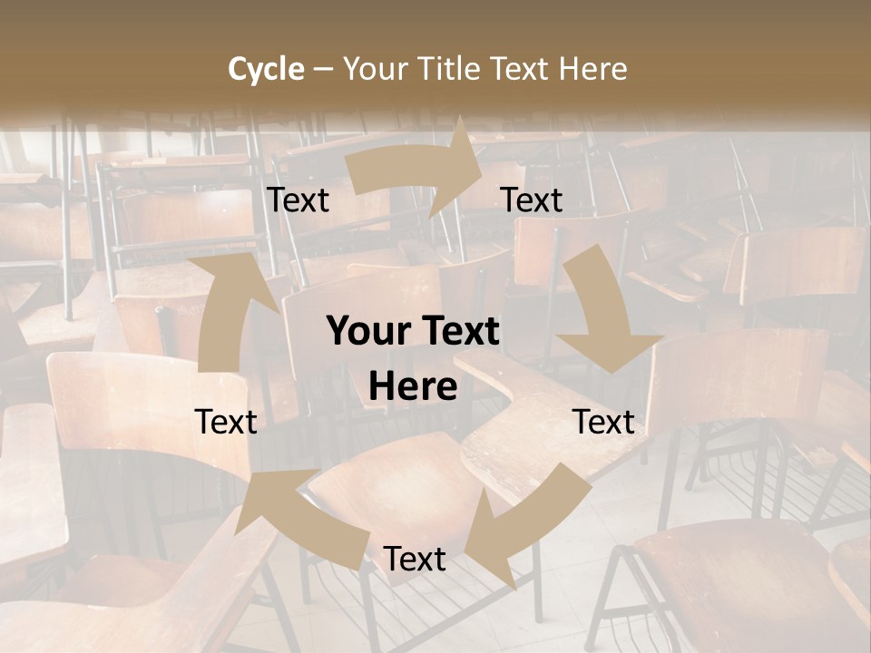 A Classroom Filled With Lots Of Wooden Chairs PowerPoint Template
