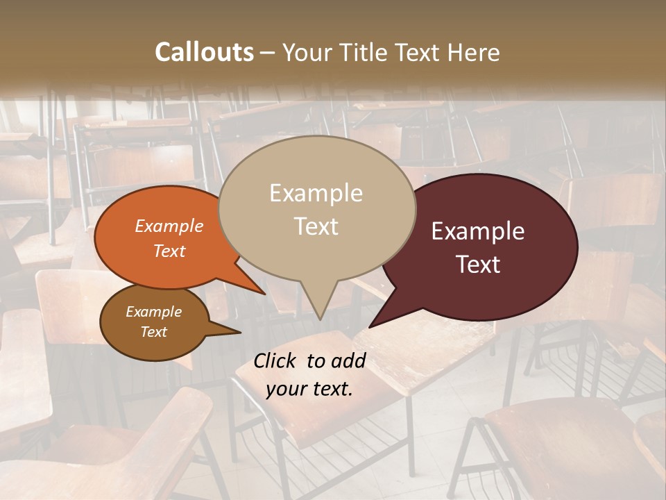 A Classroom Filled With Lots Of Wooden Chairs PowerPoint Template
