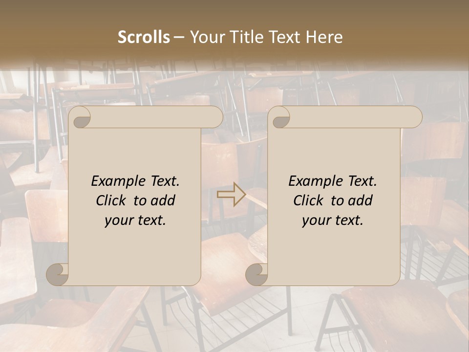A Classroom Filled With Lots Of Wooden Chairs PowerPoint Template