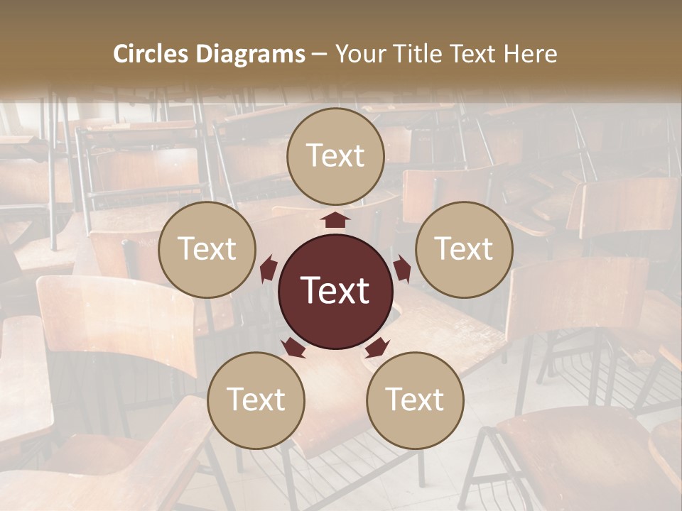 A Classroom Filled With Lots Of Wooden Chairs PowerPoint Template