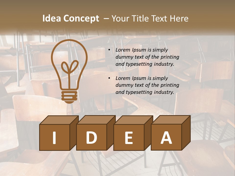 A Classroom Filled With Lots Of Wooden Chairs PowerPoint Template