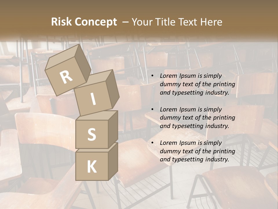 A Classroom Filled With Lots Of Wooden Chairs PowerPoint Template