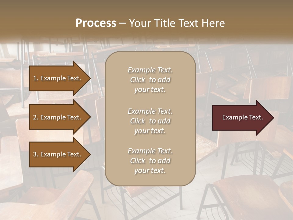 A Classroom Filled With Lots Of Wooden Chairs PowerPoint Template