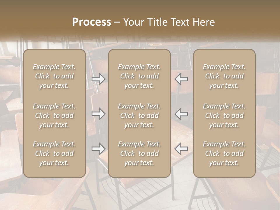 A Classroom Filled With Lots Of Wooden Chairs PowerPoint Template