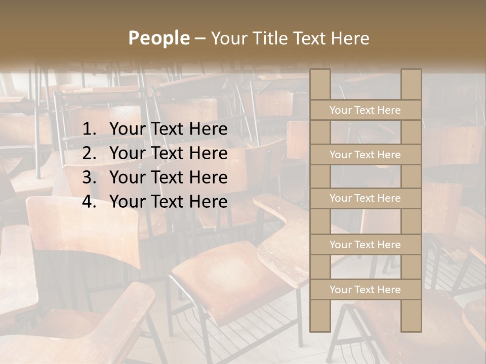 A Classroom Filled With Lots Of Wooden Chairs PowerPoint Template